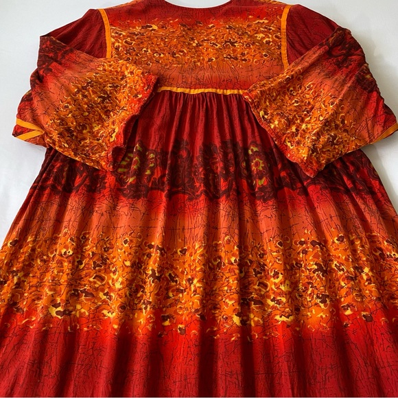 Vintage Krist Gudnason California Dress Duster Caftan Red Orange - Picture 9 of 10